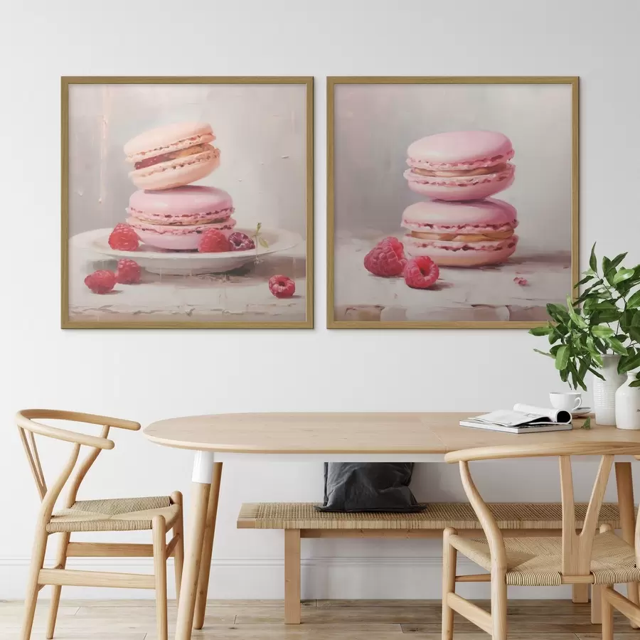 Fototapete Macarons und Himbeeren, Nachbildung eines Gemäldes d31103