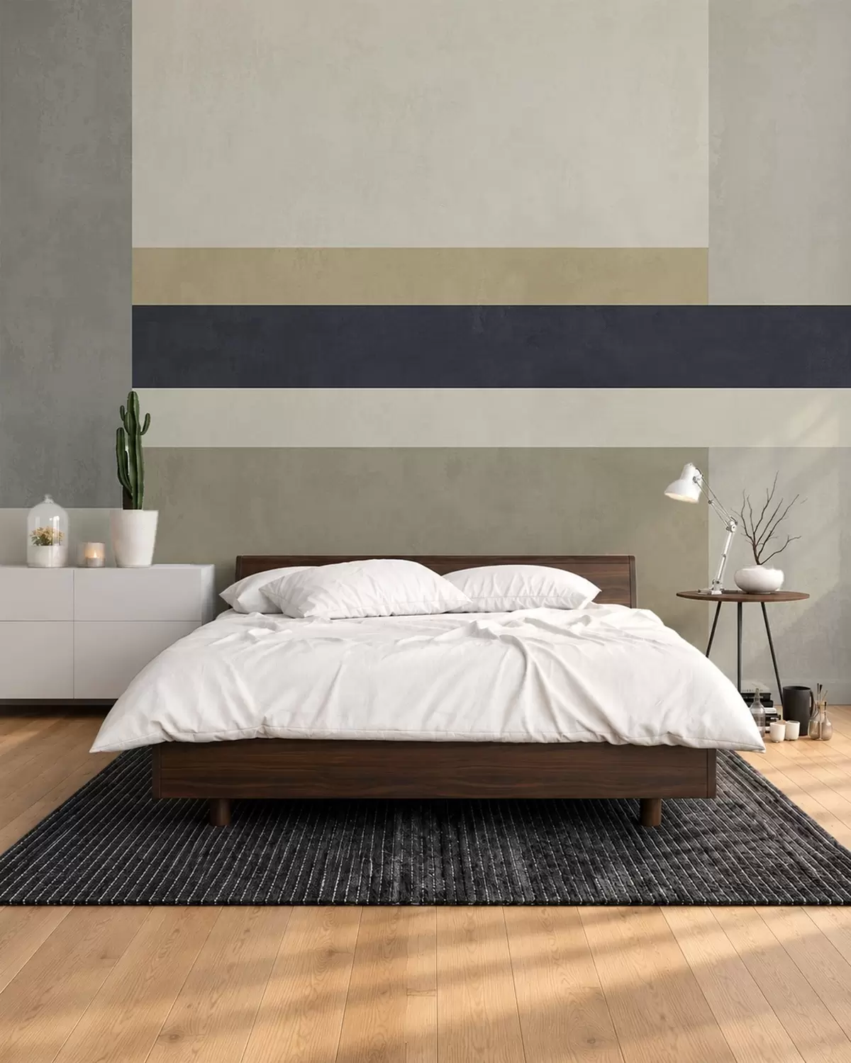 Fototapete Geometrische Blöcke in Beige- und Grautönen mit einem dunklen Streifen w05890v1