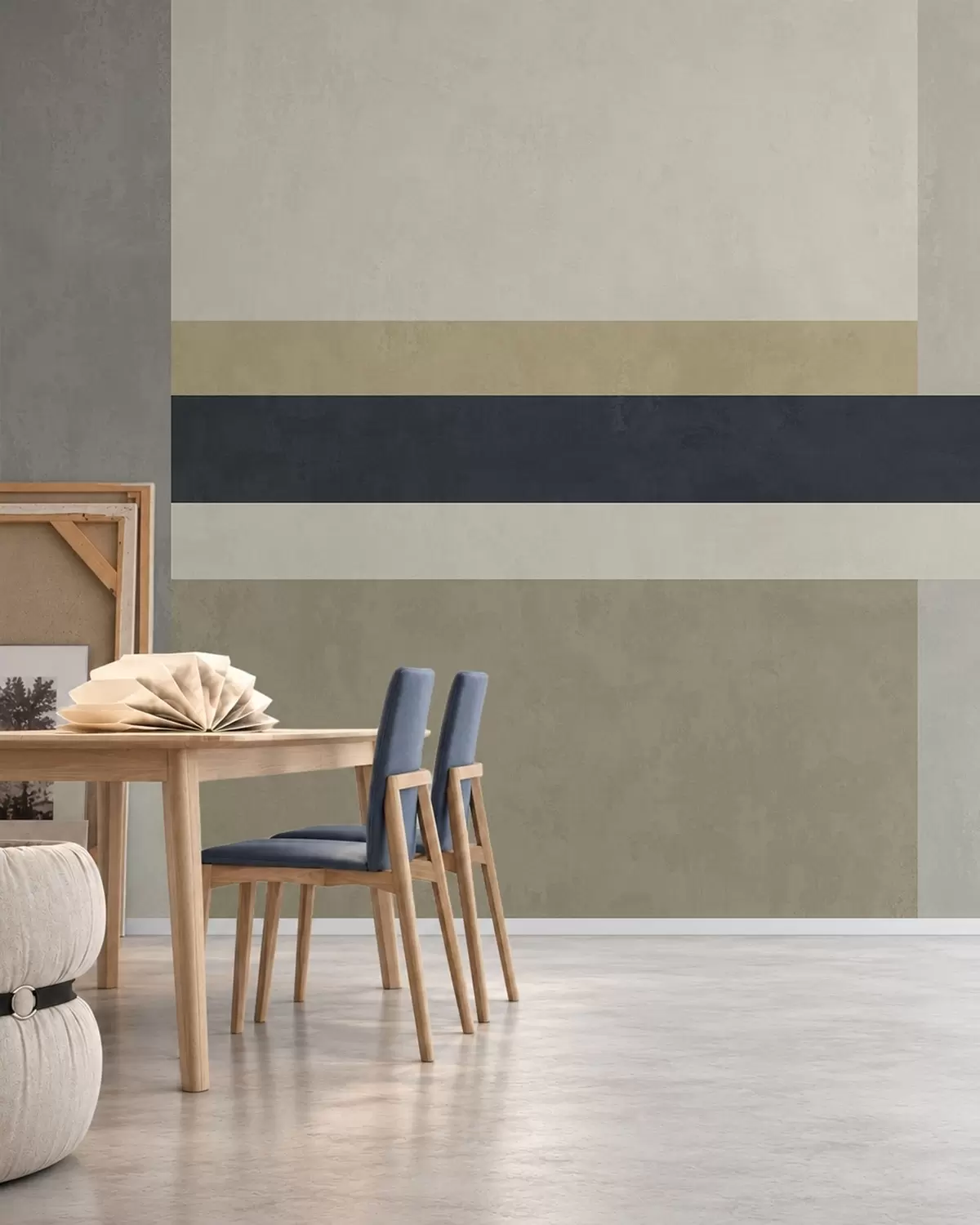 Fototapete Geometrische Blöcke in Beige- und Grautönen mit einem dunklen Streifen w05890v1