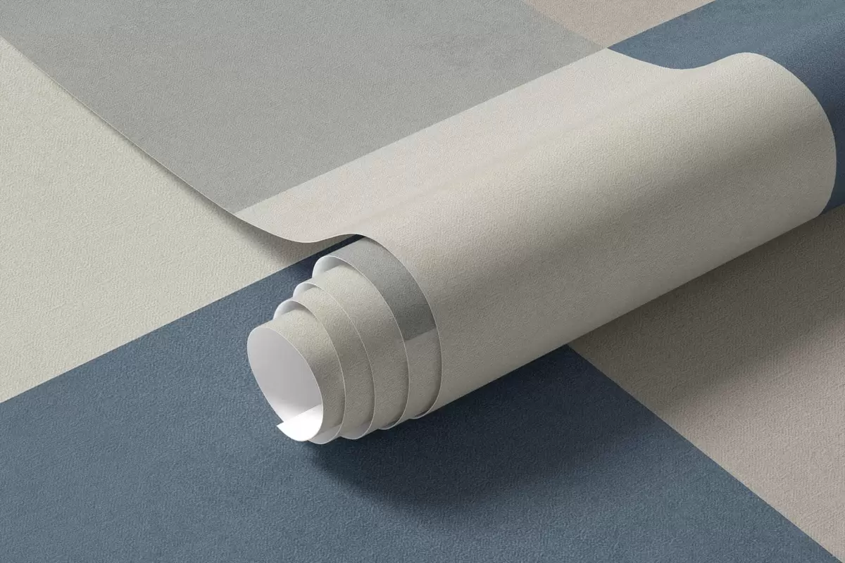Fototapete Abstrakte beige und graue Rechtecke mit einem blauen Akzent w05891v2