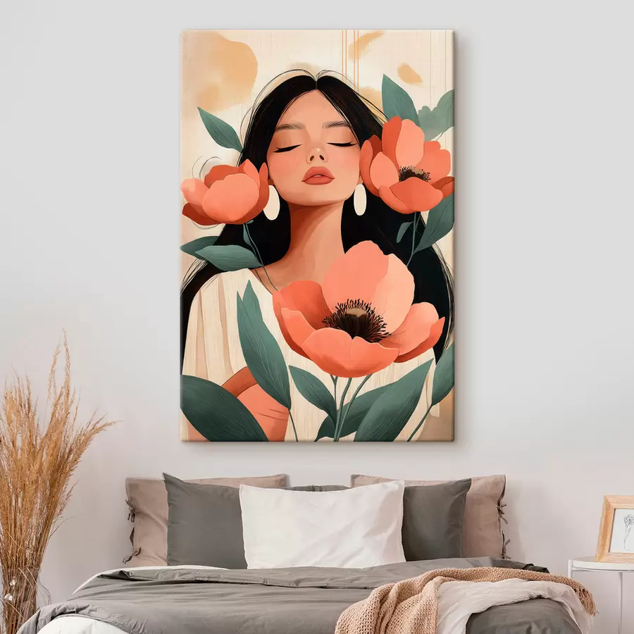 Fototapete Ein Mädchen mit Mohnblumen s51050