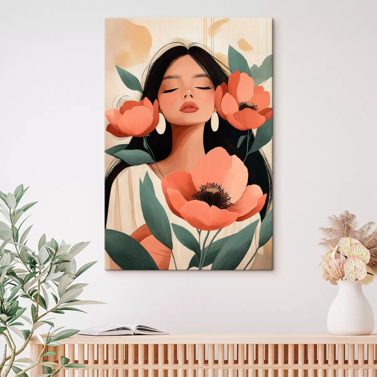 Fototapete Ein Mädchen mit Mohnblumen s51050
