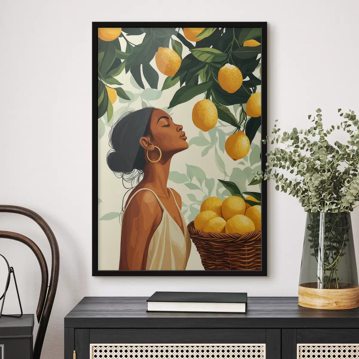 Poster Ein Mädchen unter Zitronen f51049
