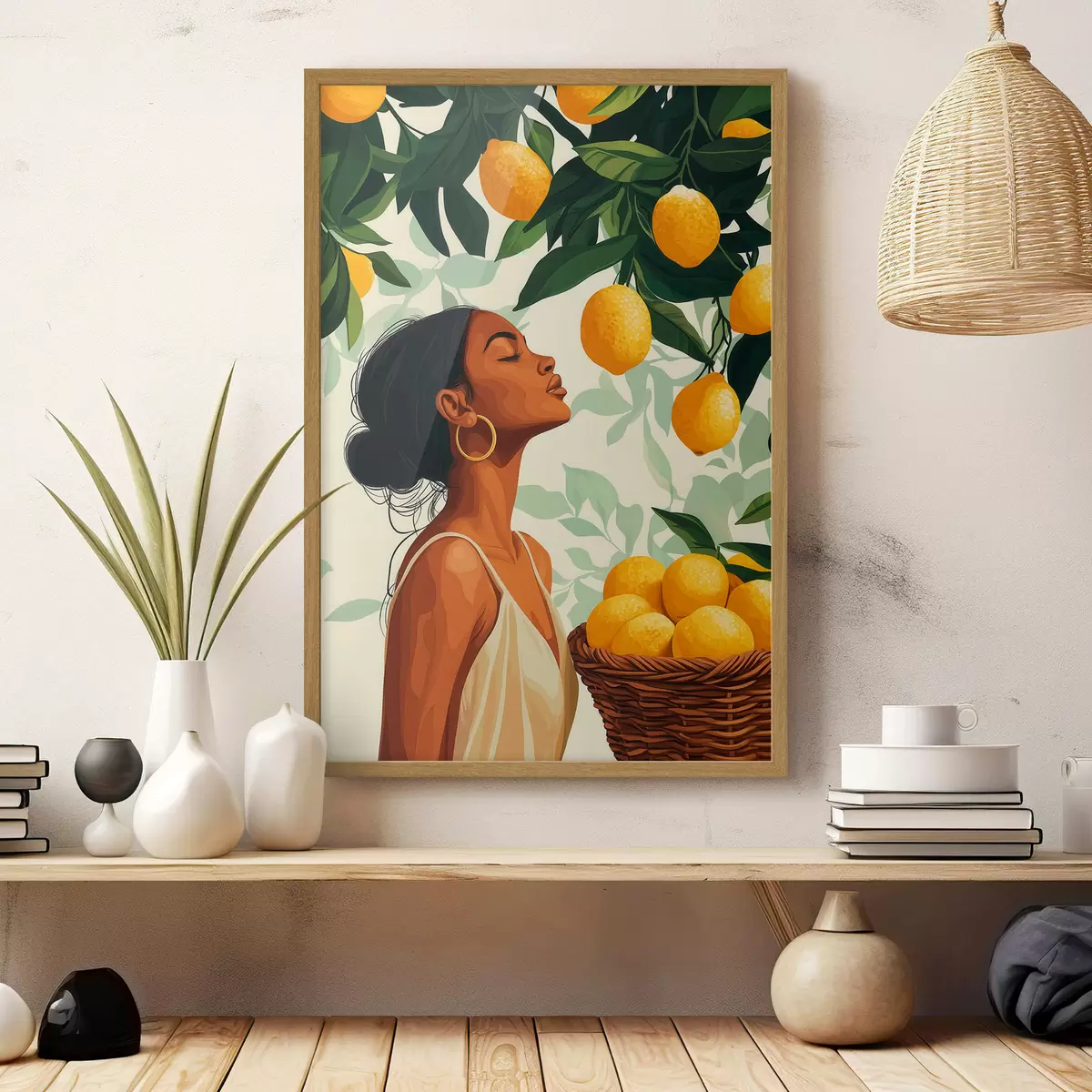 Poster Ein Mädchen unter Zitronen f51049