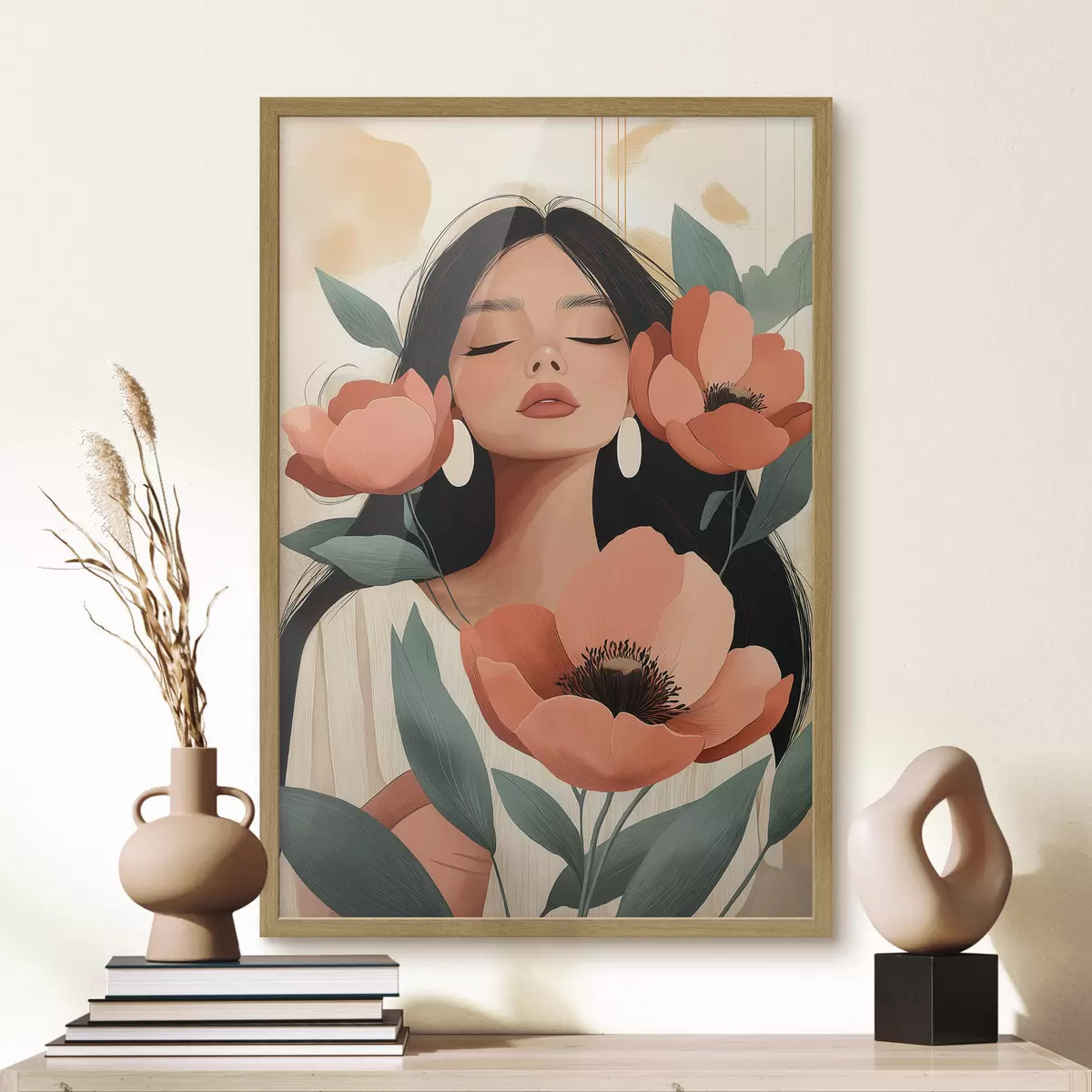 Poster Ein Mädchen mit Mohnblumen f51050