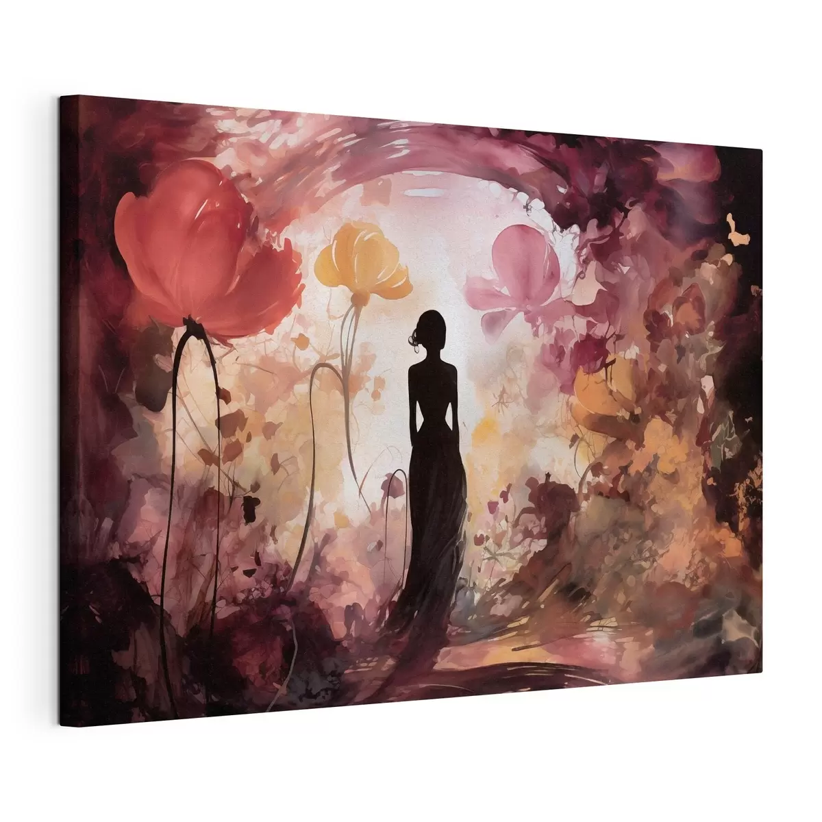 Fototapete Silhouette einer Frau in einem märchenhaft blühenden Garten s51081