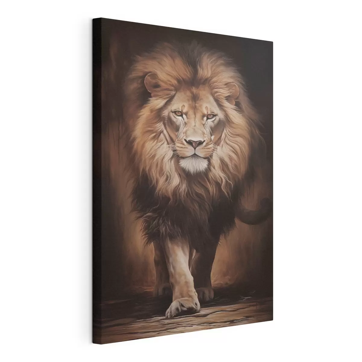 Fototapete Majestätischer Löwe in dunklem Interieur s51087