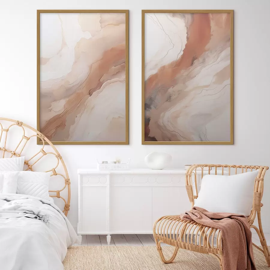 Fototapete Flüssige Kunstschichten in Beige und Terrakotta d31089
