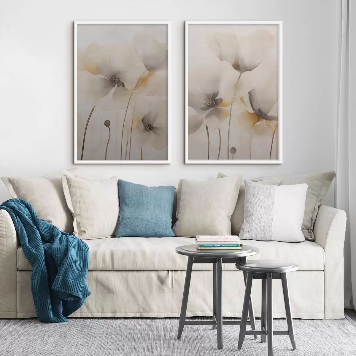 Poster Luftige Mohnblumen in Pastelltönen d31090