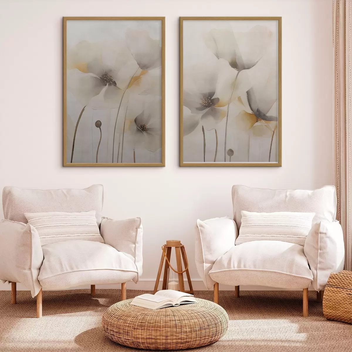 Poster Luftige Mohnblumen in Pastelltönen d31090