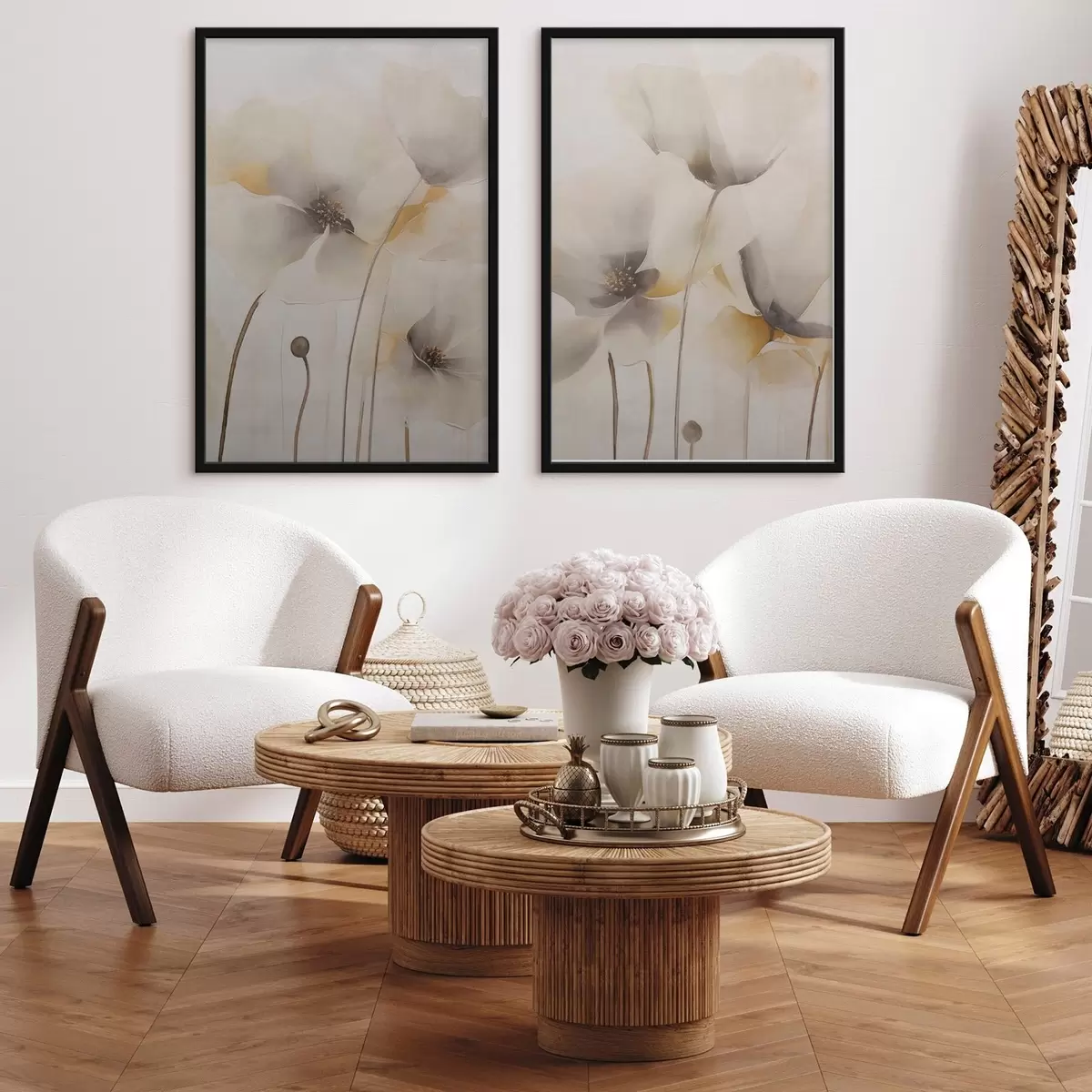Poster Luftige Mohnblumen in Pastelltönen d31090