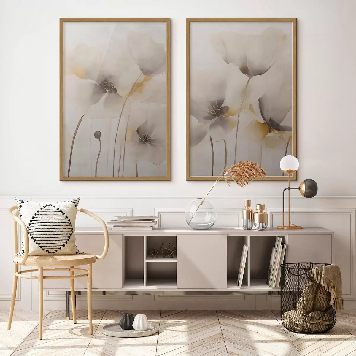Poster Luftige Mohnblumen in Pastelltönen d31090