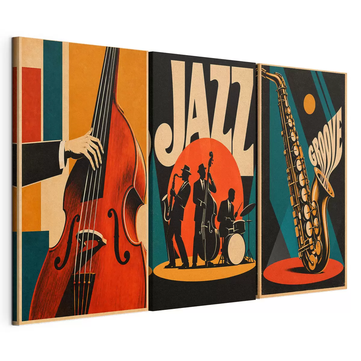 Fototapete Jazzmusiker, die in leuchtenden Farben auftreten m31114