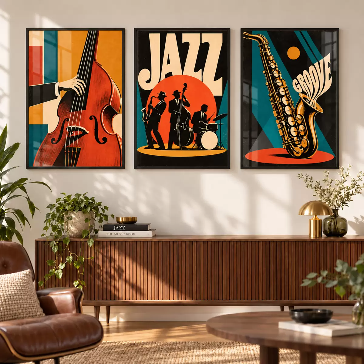 Poster Vintage-Musikmotive in leuchtenden Farben d31115