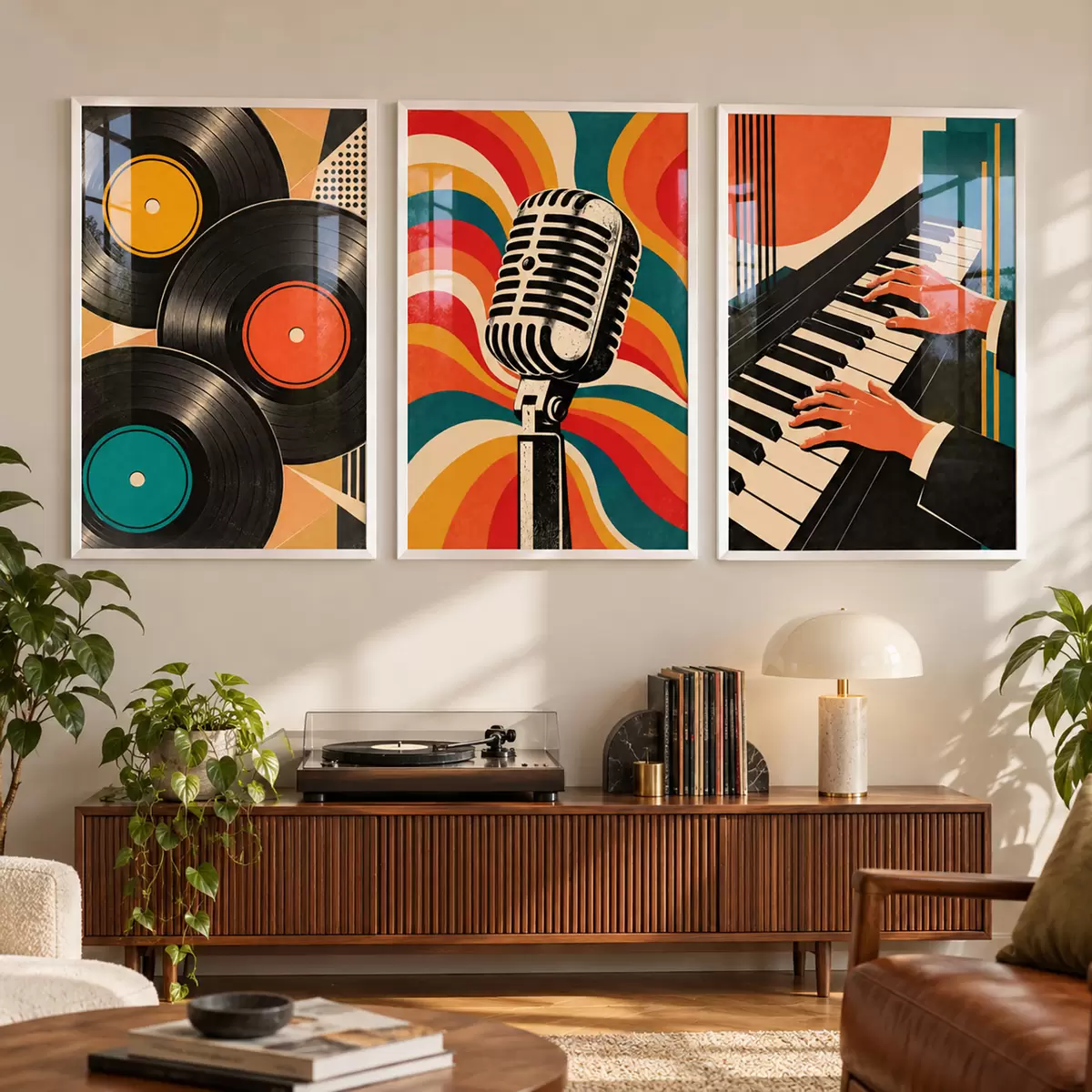 Poster Vintage-Musikmotive in leuchtenden Farben d31115
