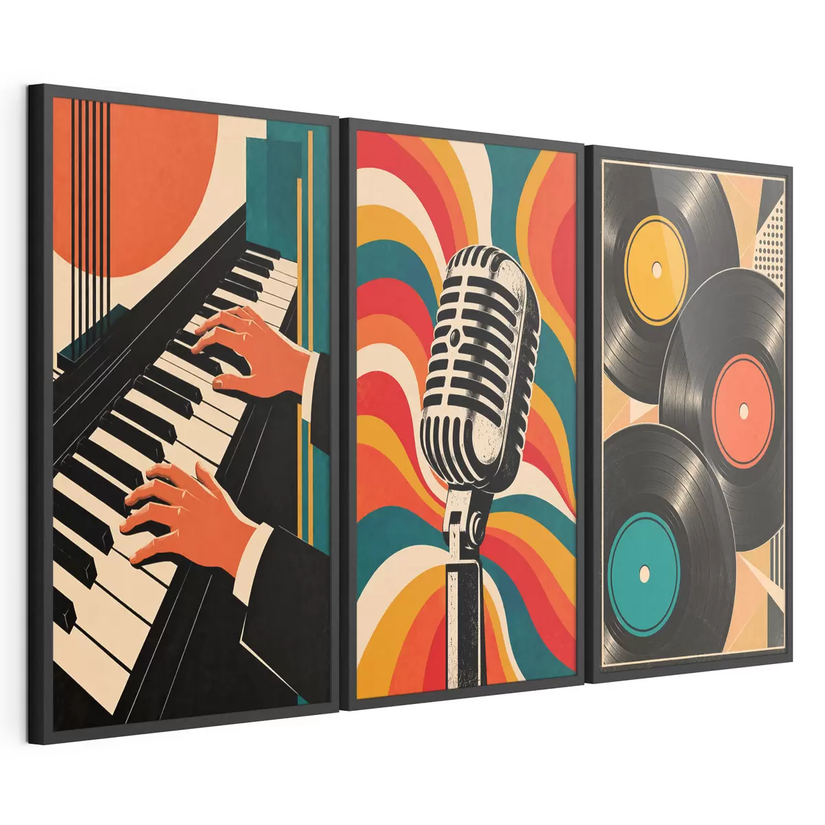 Poster Vintage-Musikmotive in leuchtenden Farben d31115