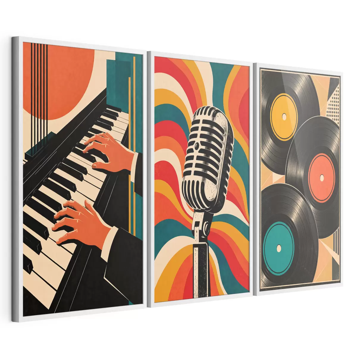 Poster Vintage-Musikmotive in leuchtenden Farben d31115