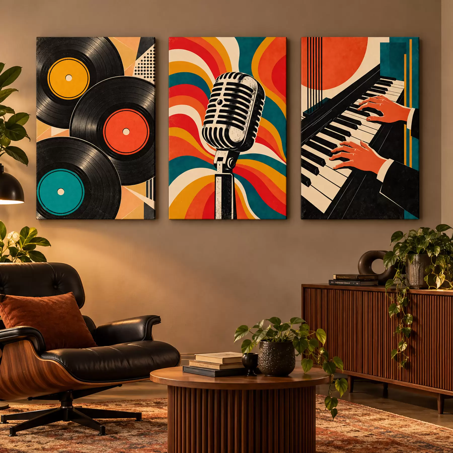 Fototapete Musikalische Elemente in leuchtenden Farben m31115