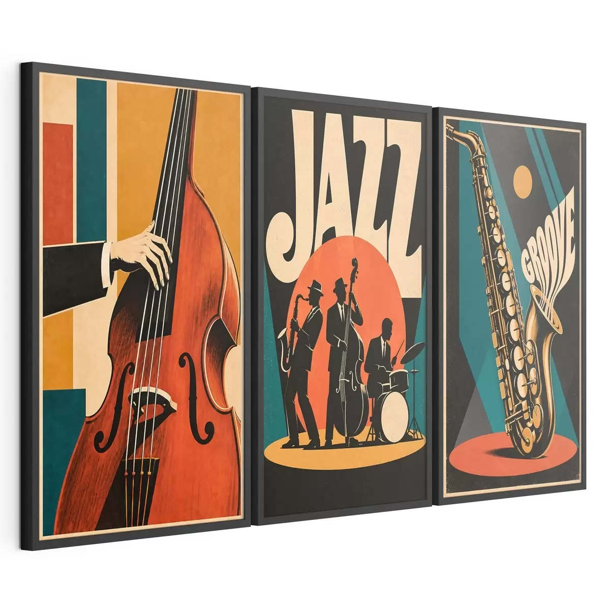Poster Jazzmusiker in leuchtenden Farben d31114