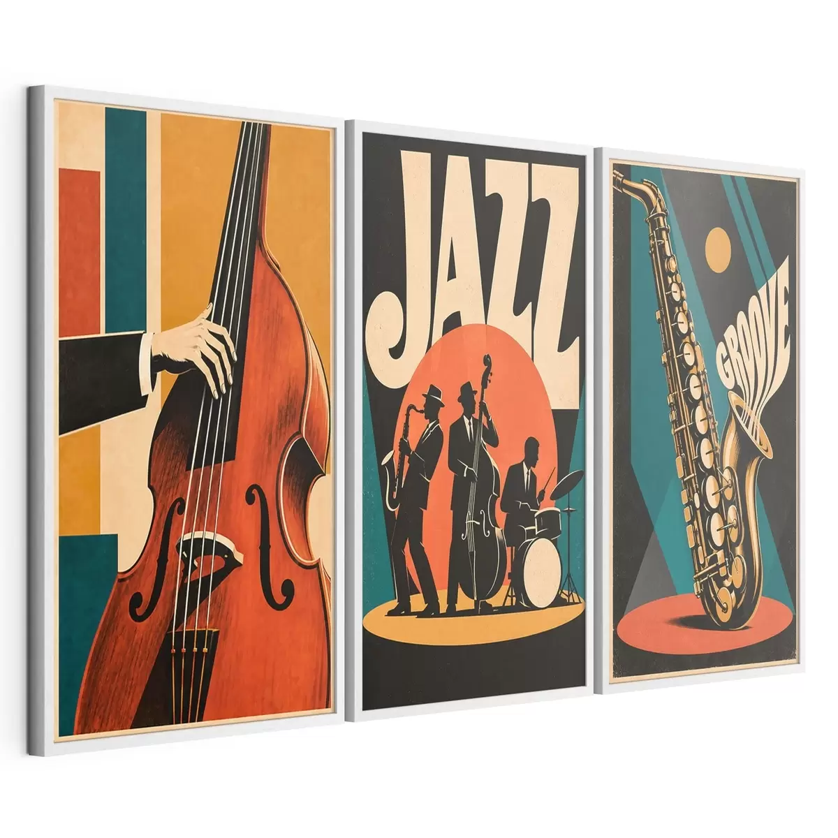 Poster Jazzmusiker in leuchtenden Farben d31114