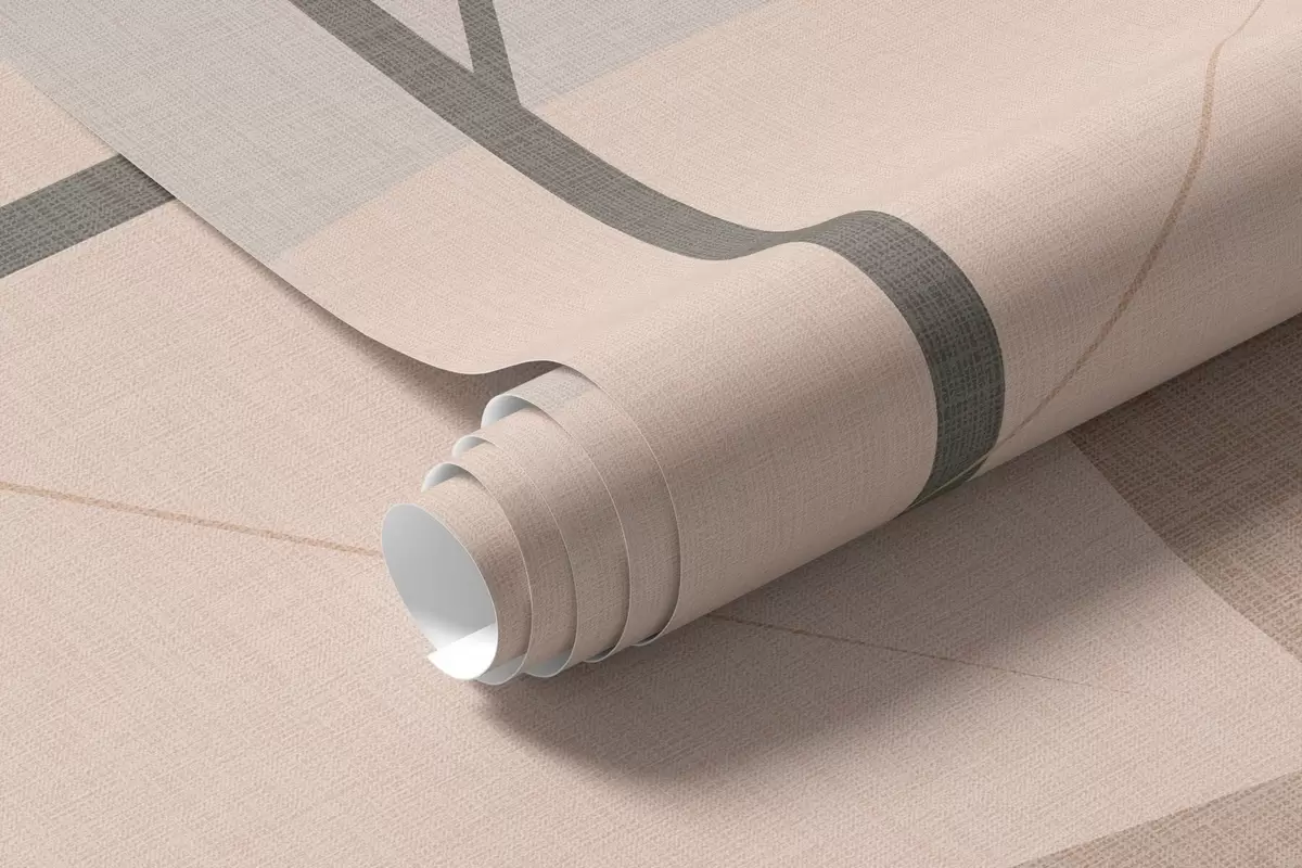 Fototapete ein abstraktes Muster mit Blättern in mattem Webstil in Beige-, Terrakotta- und Pfirsichfarbtönen w05986