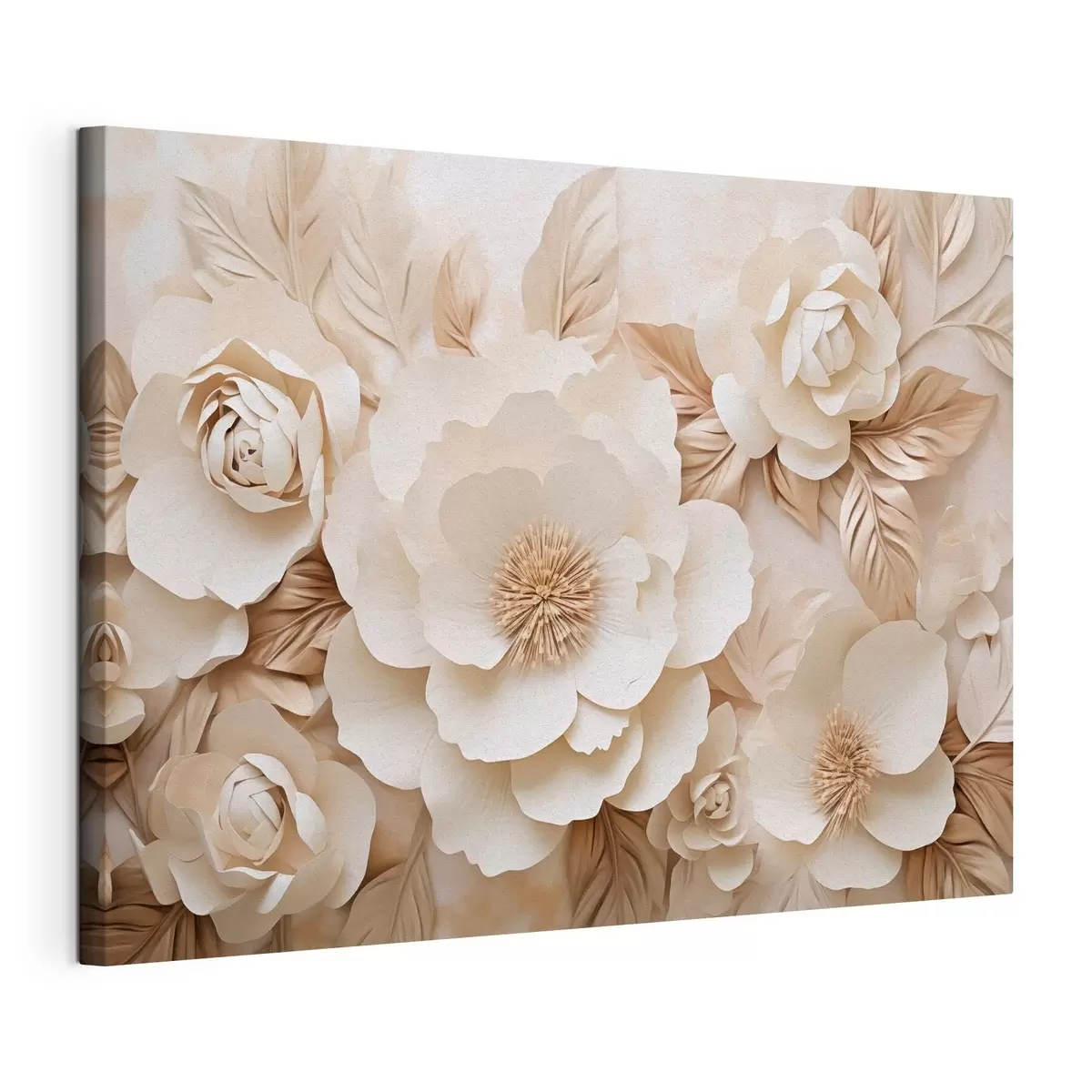 Fototapete 3D-Gipsrelief mit weißen Blumen s51096