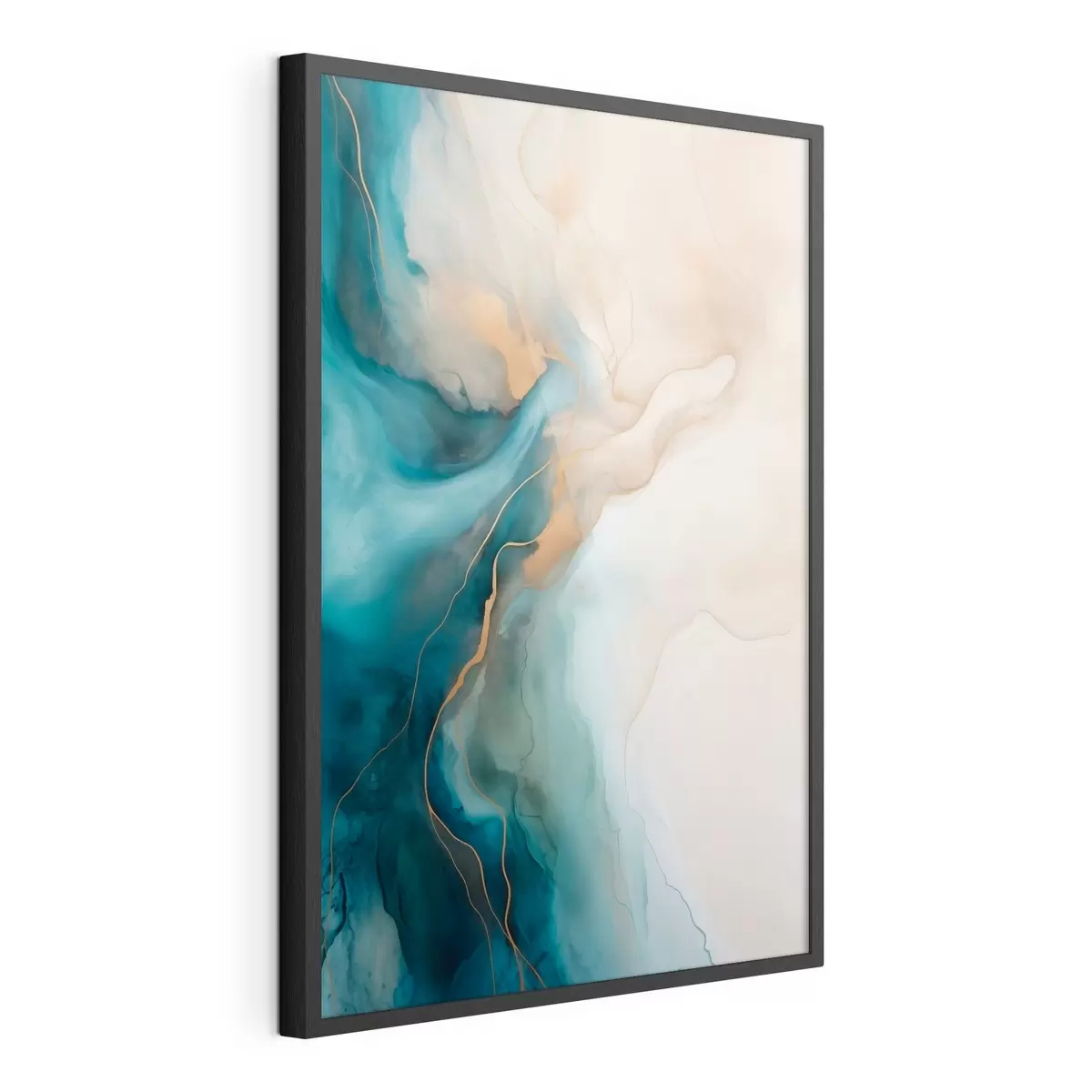 Poster Wellen aus azurblauem und sandfarbenem Marmor f51082