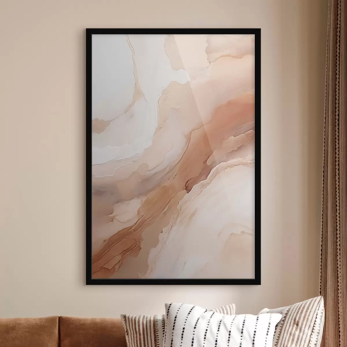 Poster Beigefarbene Perlmutt-Schichten mit feiner Struktur f51084