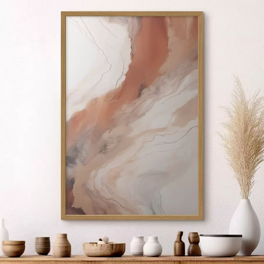 Fototapete Warme Terrakotta-Wellen in der Fluid-Art f51085