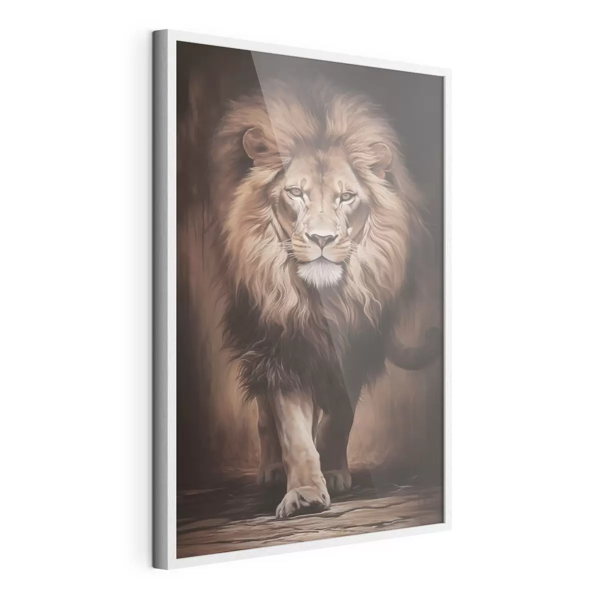 Poster Majestätischer Löwe in dunklem Interieur f51087