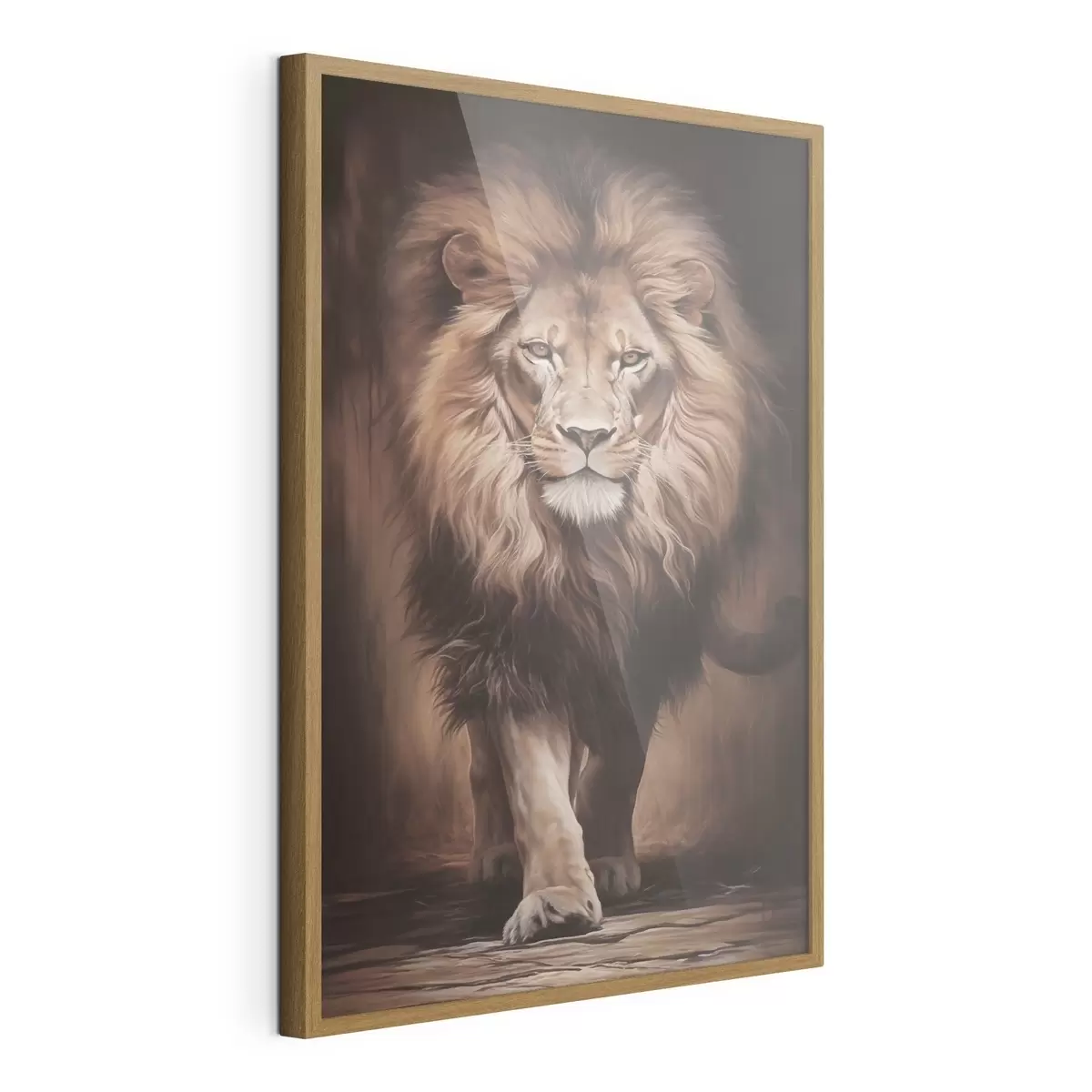 Poster Majestätischer Löwe in dunklem Interieur f51087