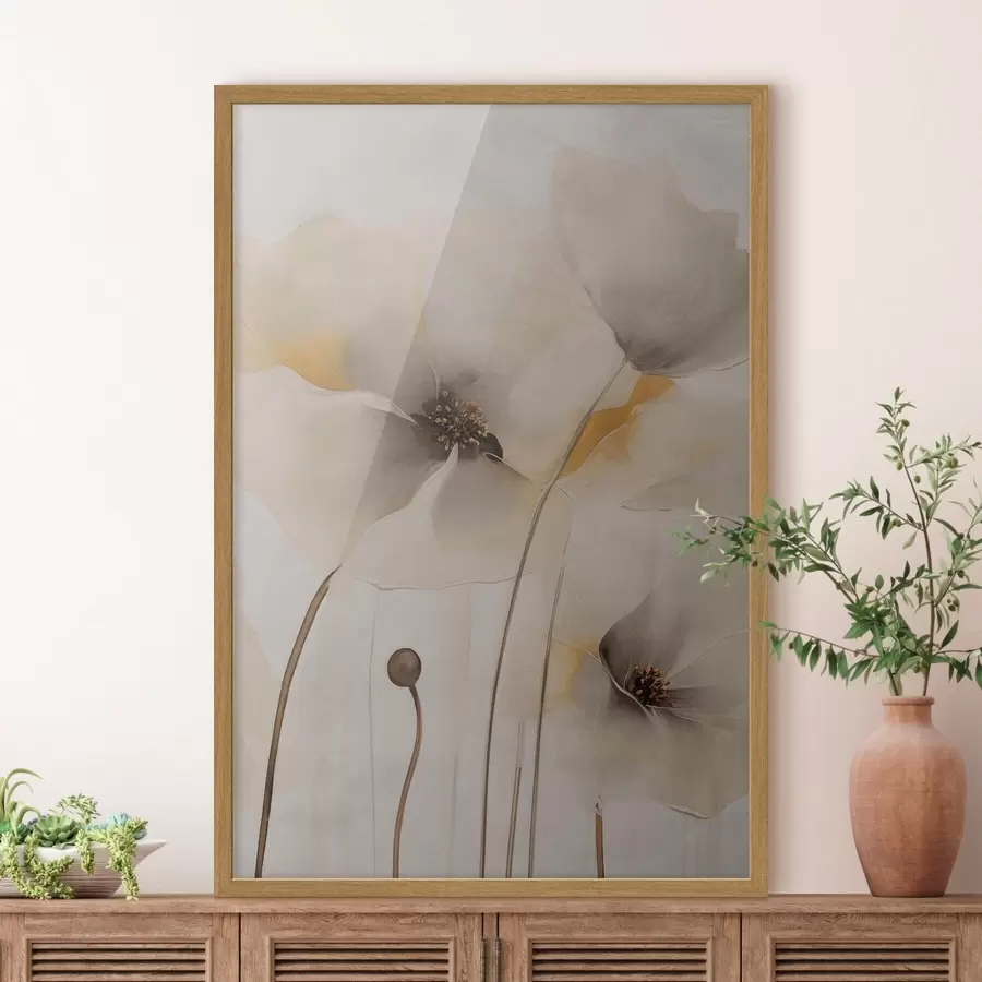 Fototapete Zarte Mohnblumen an schlanken Stielen f51089