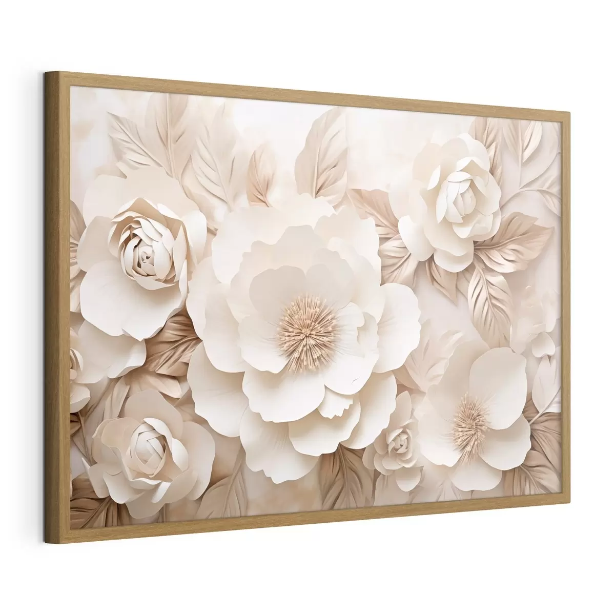 Poster 3D-Gipsrelief mit weißen Blumen f51096