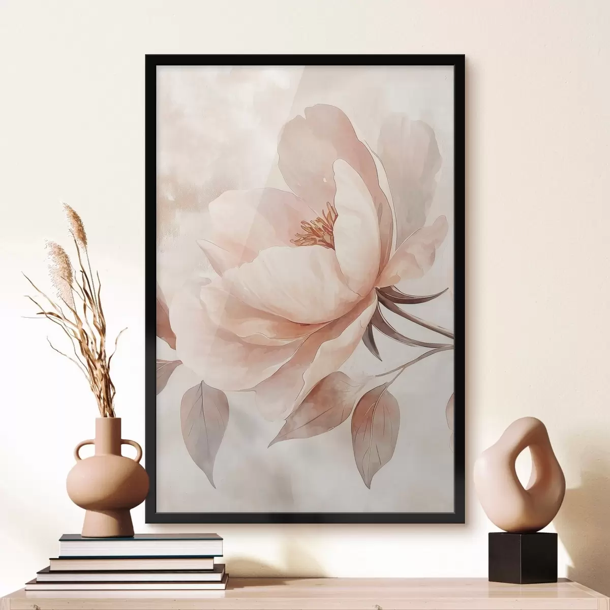 Poster Rosa-beige Blume in Aquarelltechnik f51098