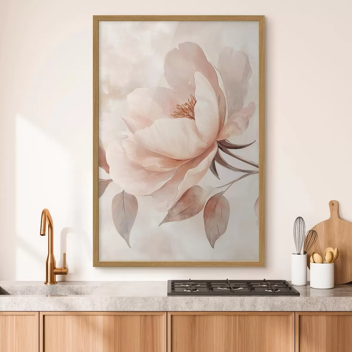 Poster Rosa-beige Blume in Aquarelltechnik f51098