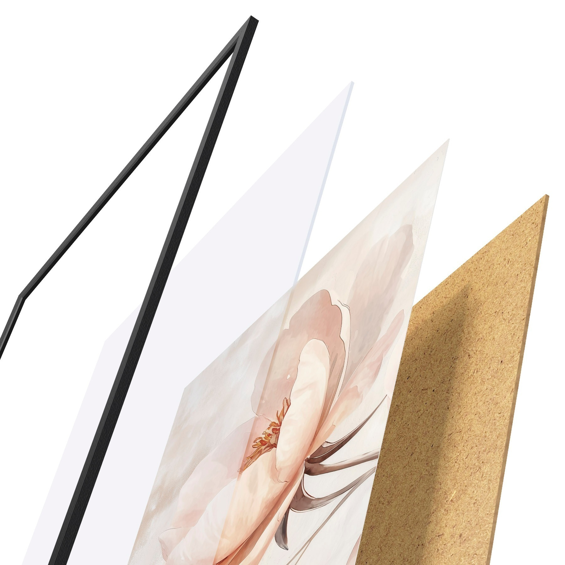 Poster Rosa-beige Blume in Aquarelltechnik f51098