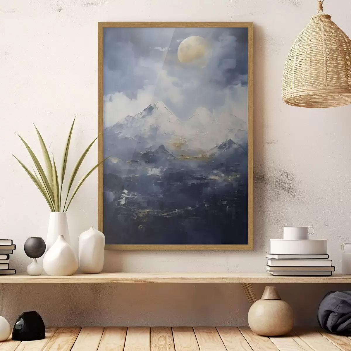 Poster Nächtliche Berglandschaft, Nachbildung eines Gemäldes f51165