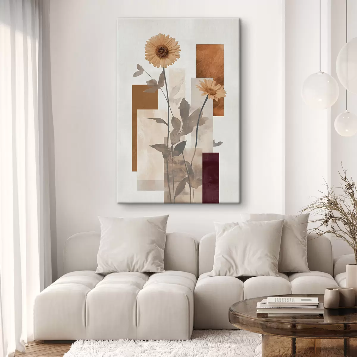 Fototapete Blumen und geometrische Formen s51179