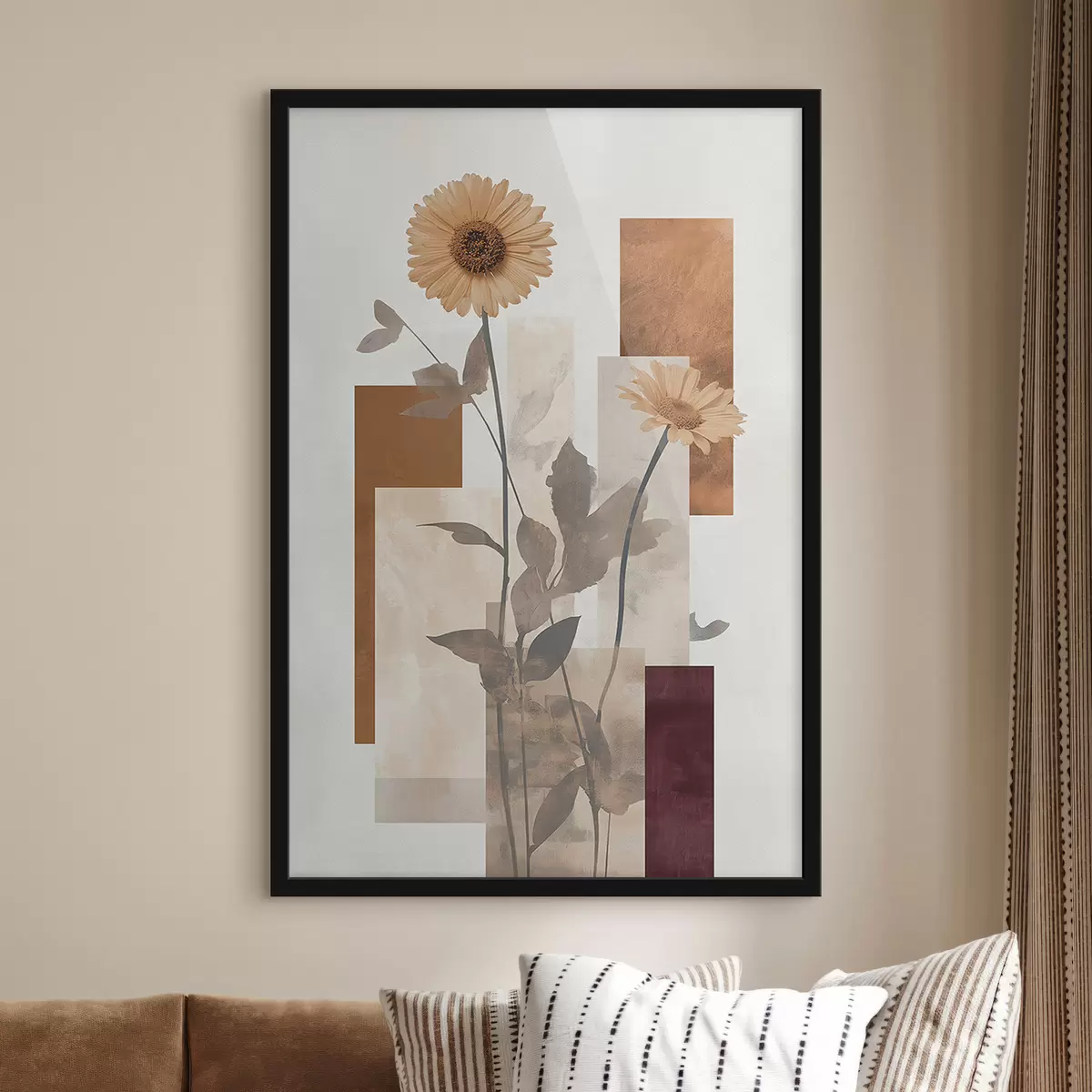 Poster Blumen und geometrische Formen f51179