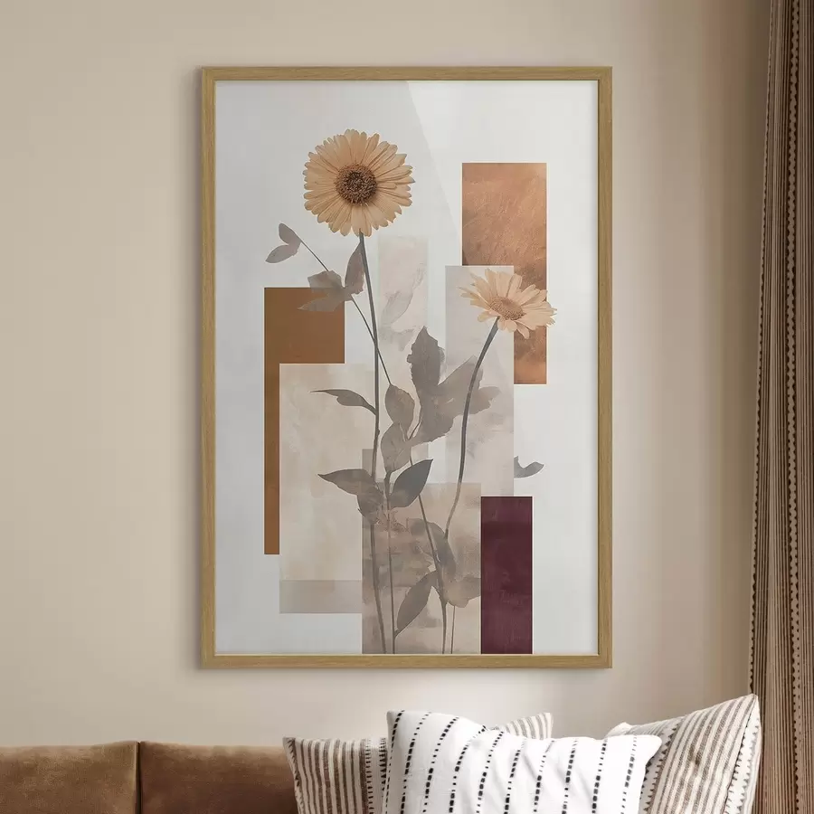 Fototapete Blumen und geometrische Formen f51179
