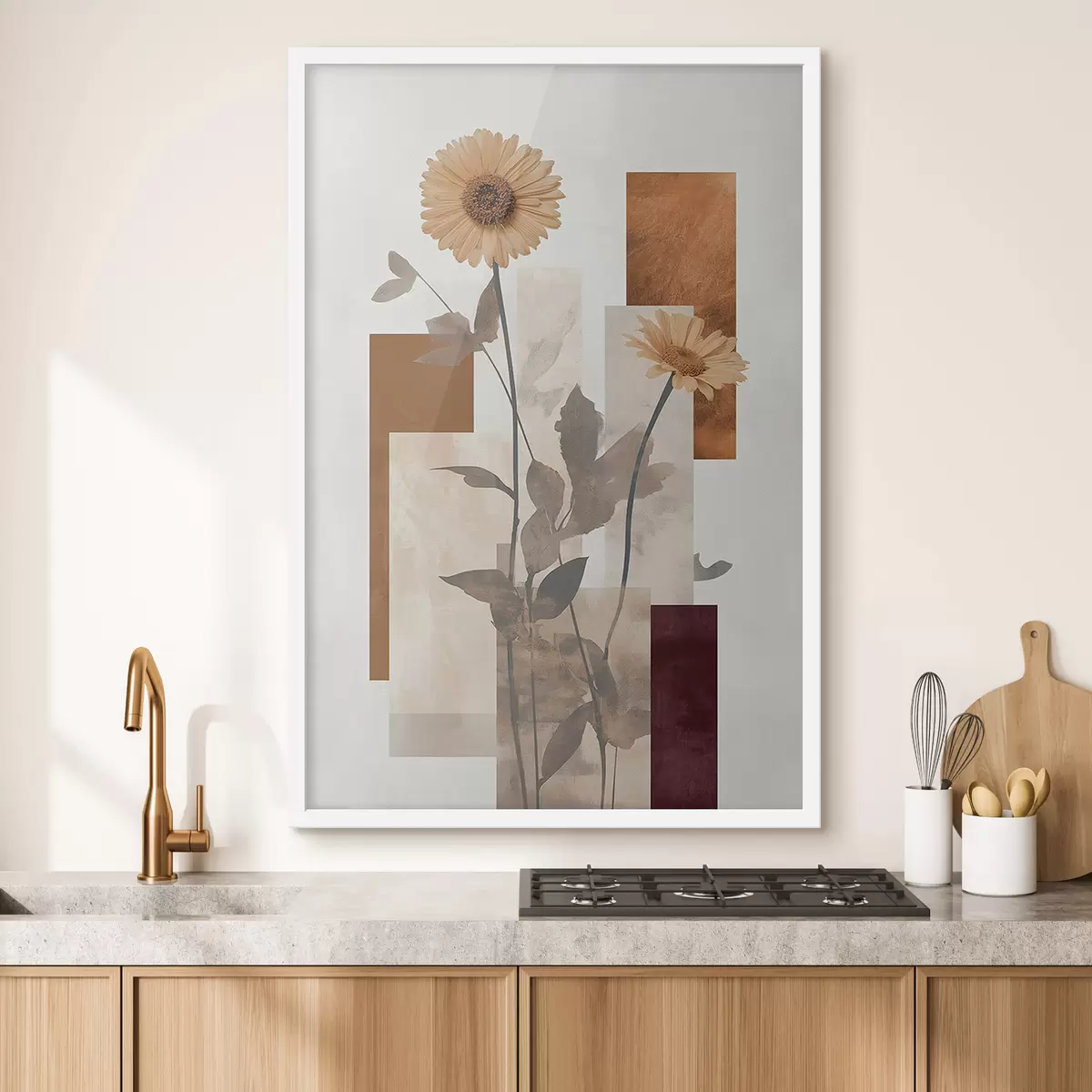 Poster Blumen und geometrische Formen f51179