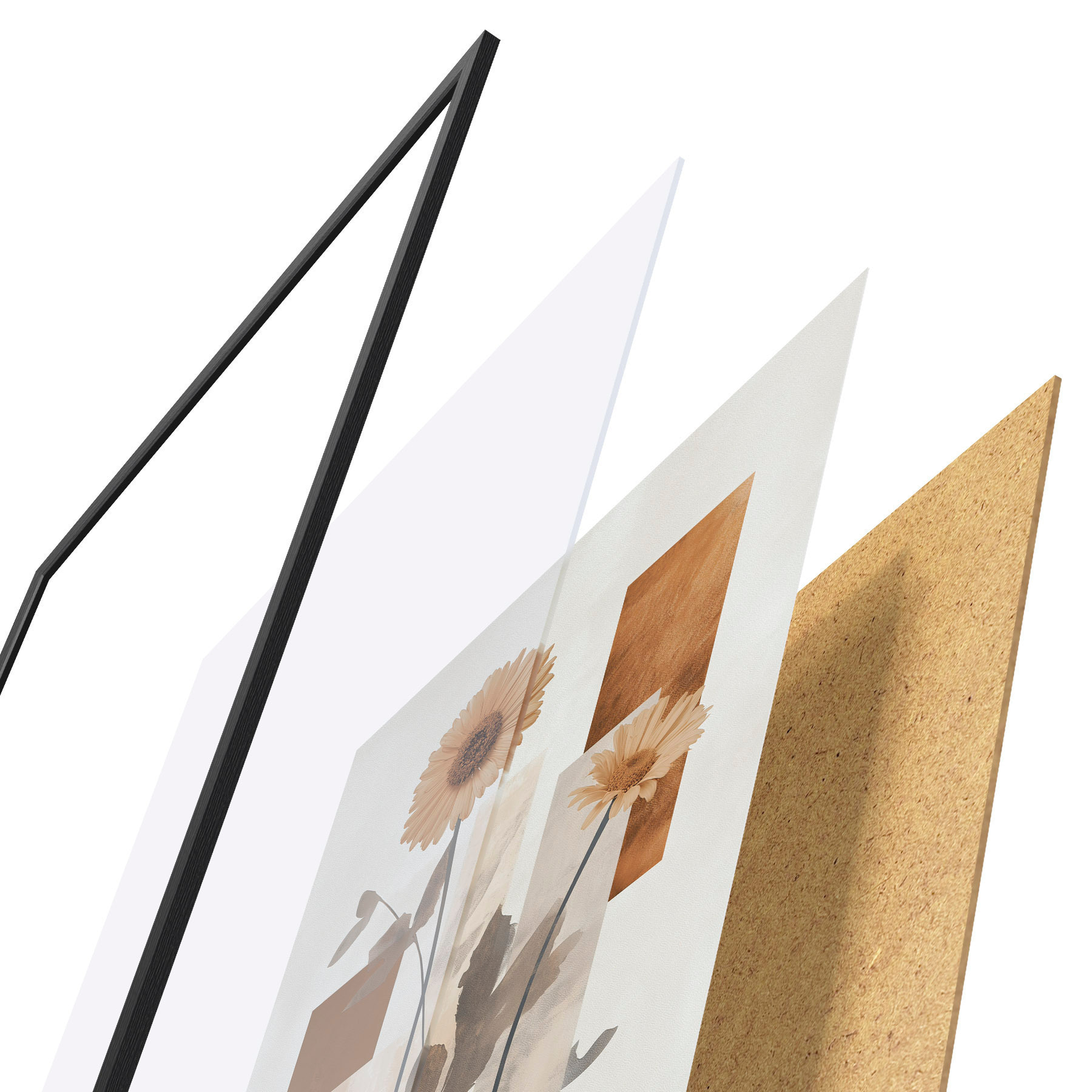Poster Blumen und geometrische Formen f51179