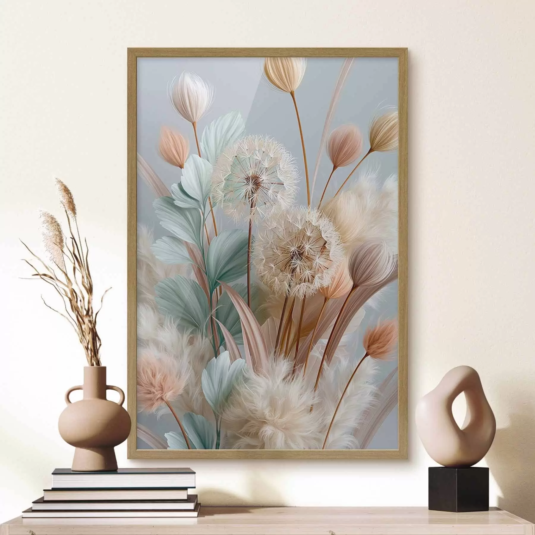 Fototapete Zarte Löwenzahnblüten und Wildblumen f51182