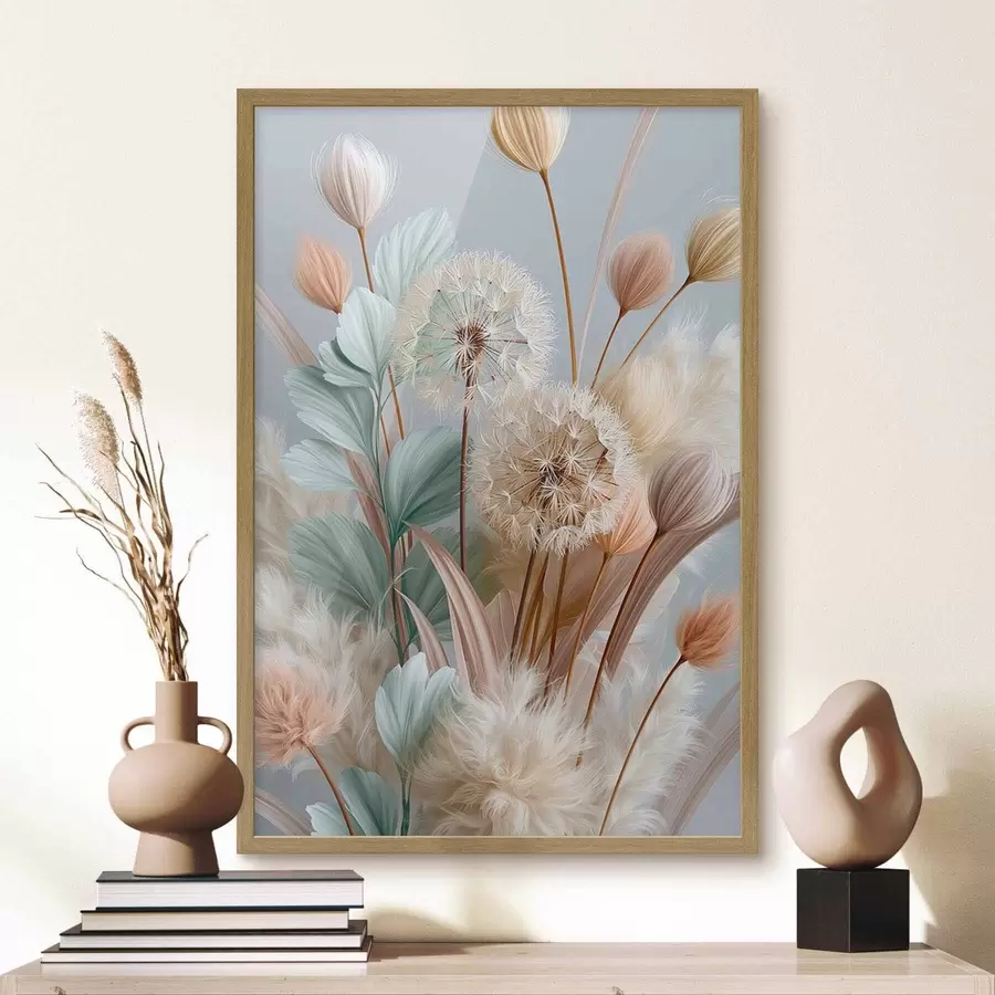 Fototapete Zarte Löwenzahnblüten und Wildblumen f51182