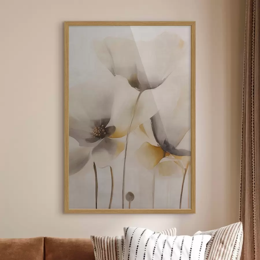 Fototapete Luftige Mohnblumen in Beige-Tönen f51090