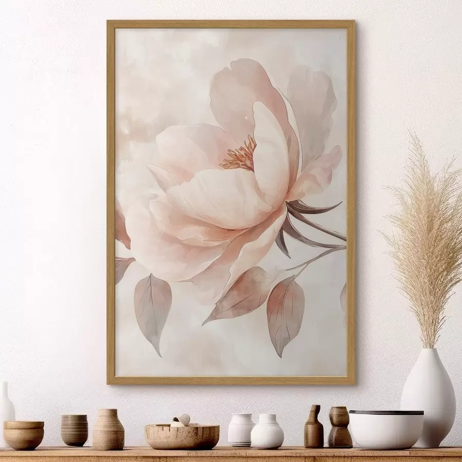 Fototapete Rosa-beige Blume in Aquarelltechnik f51098