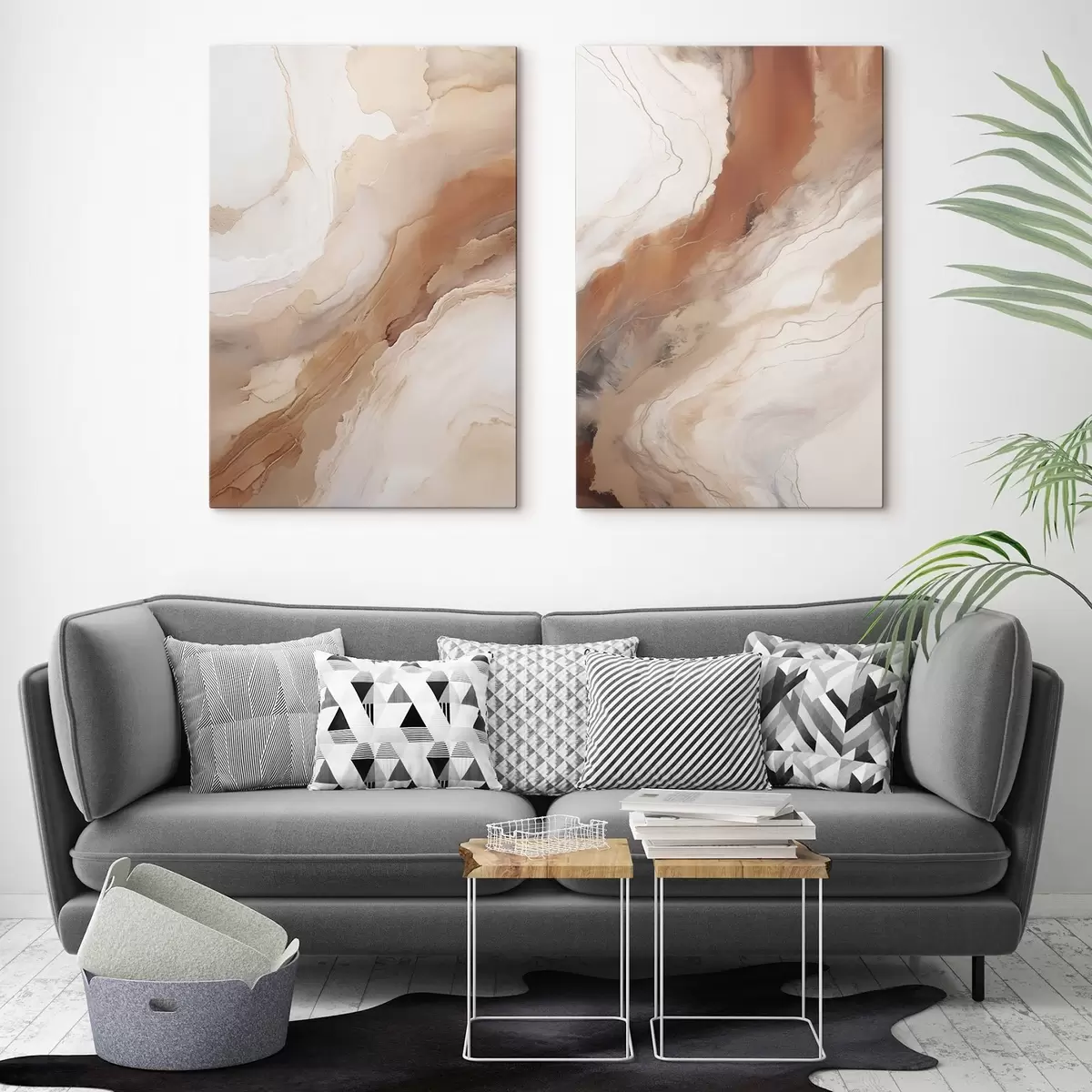 Fototapete Flüssige Kunstschichten in Beige und Terrakotta m31089