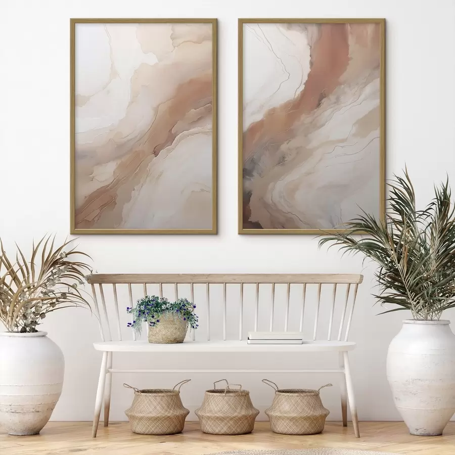 Fototapete Flüssige Kunstschichten in Beige und Terrakotta d31089