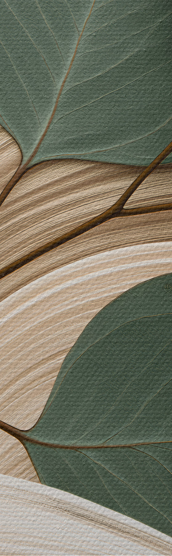 Fototapete Abstrakte Blätter und wellenförmige Linien s51283
