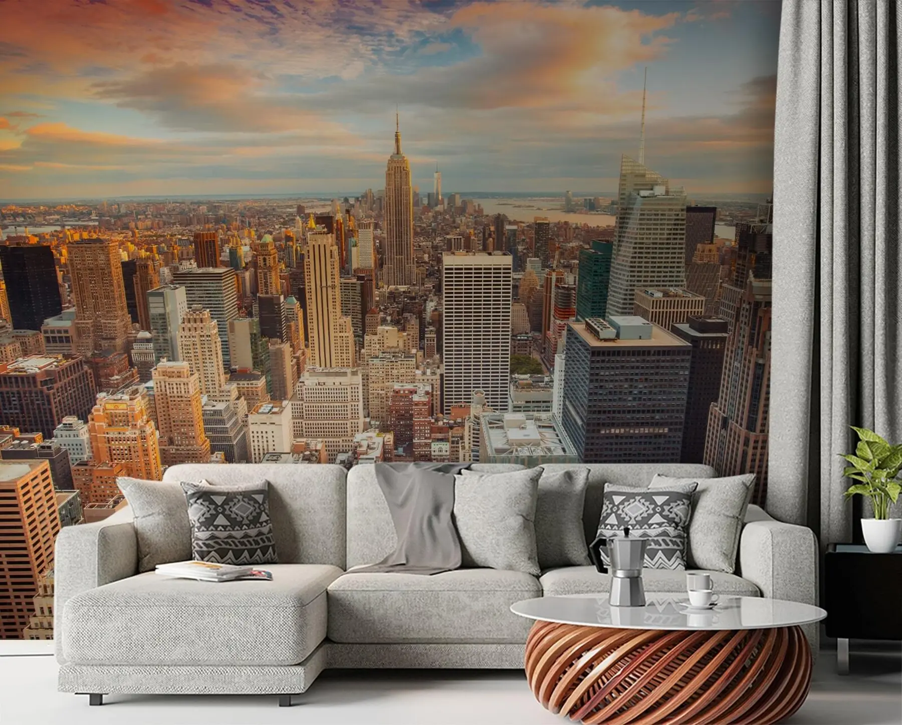 Fototapete Luftblick zum sonnenuntergang von New York u80529